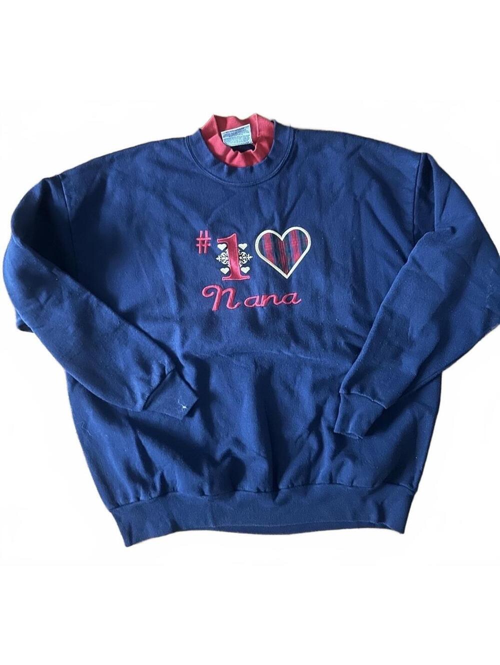 Pleasant Shade #1 Nana Embroidered Navy Sweatshirt 2XL